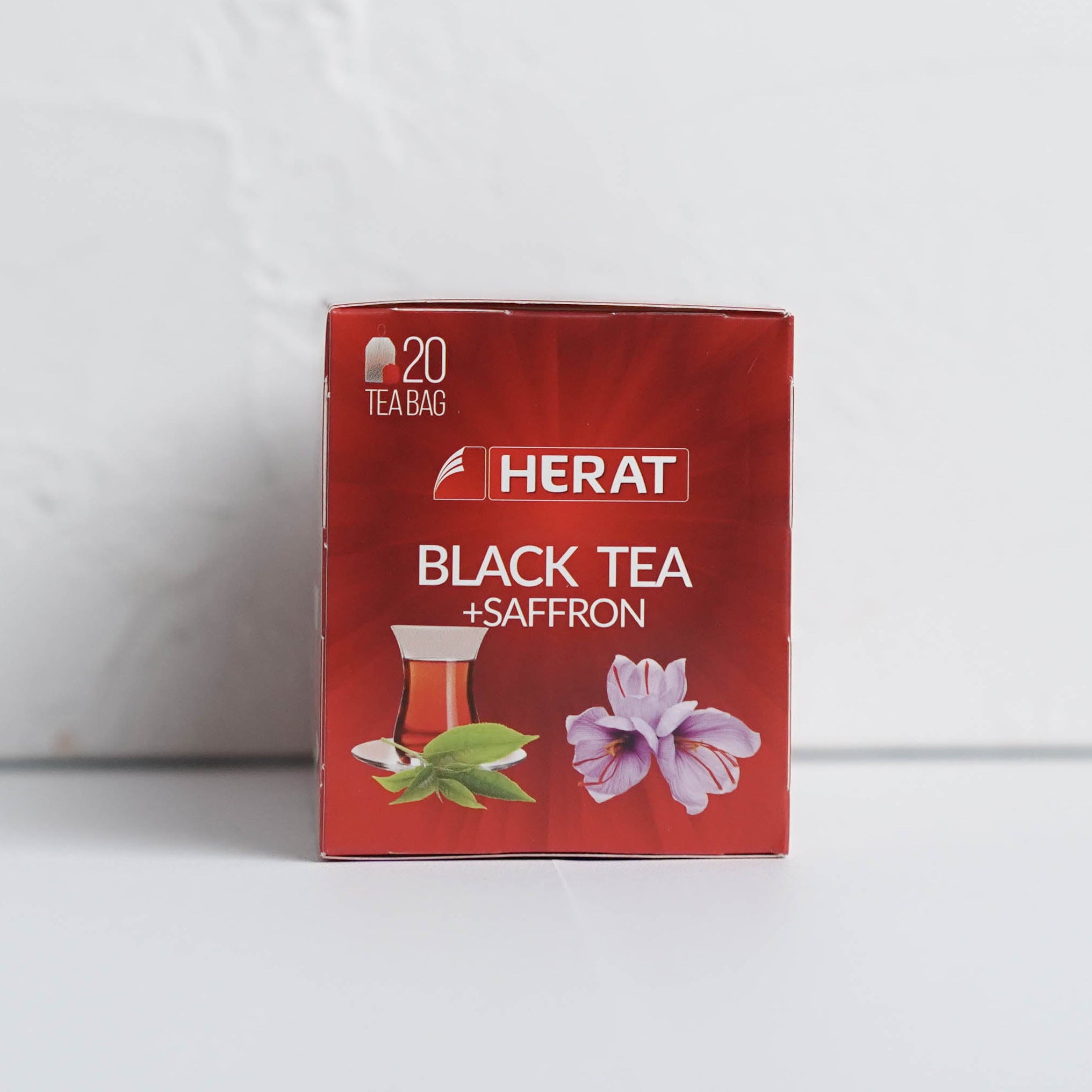 Red Herat Black Tea Saffron package on a white background