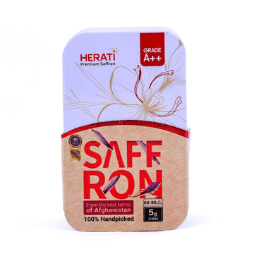 Herati Saffron packaging on a white background