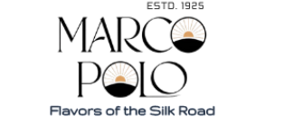 Marco Polo logo with text 'Flavors of the Silk Road' on a white background