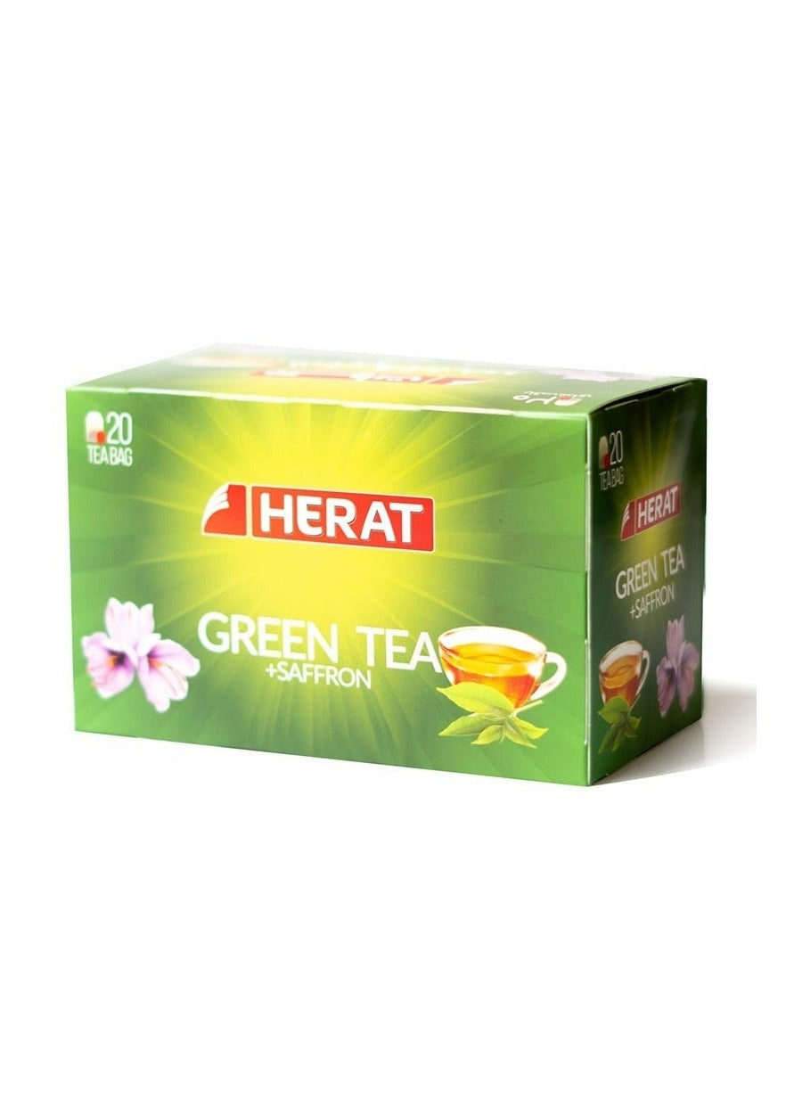 Box of Herat Green Tea on a white background